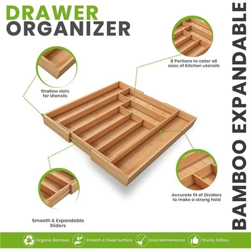 Kitchen Expandable Drawer Organizer, Adjustable Kitchen Drawer Organizer
